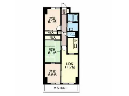 レジデンス鈴木(3LDK/7階)の間取り写真