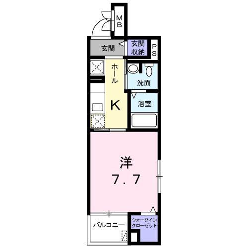 ルミエール長岡京(1K/4階)の間取り写真