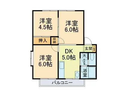 AFIELD嘉島II(3DK/2階)の間取り写真