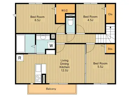 PATIO VERDE A(3LDK/2階)の間取り写真