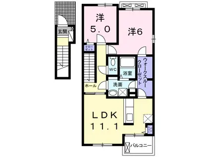 メゾンシュクレ II(2LDK/2階)の間取り写真