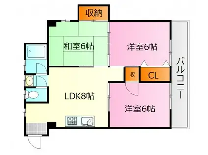 石光ビル(3DK/4階)の間取り写真