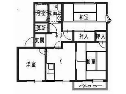 ハイツ宝和(3K/2階)の間取り写真