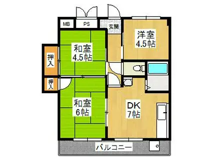 エスポワールイワタ(3DK/2階)の間取り写真