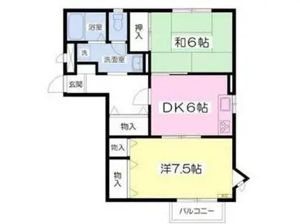 スウィート・ホームII(2DK/2階)の間取り写真