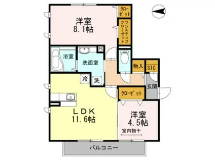 リブェール ステラ(2LDK/2階)の間取り写真