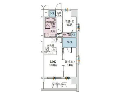 スプランディッド梅田グランノース(2LDK/7階)の間取り写真