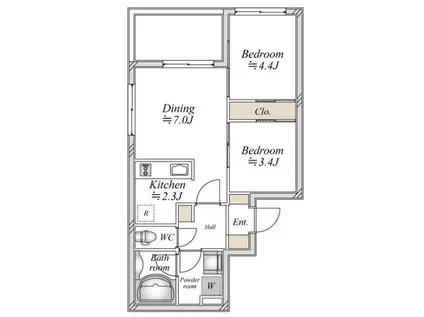 アーバンパーク方南町(2DK/4階)の間取り写真