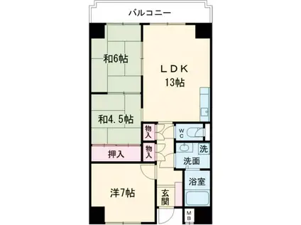 アルコ・ラ・カーサ佃町II(3LDK/2階)の間取り写真