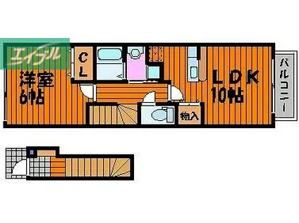 アル・カン・シェル A(1LDK/2階)の間取り写真