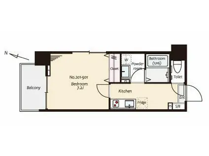 ルトゥール小岩北(1K/6階)の間取り写真