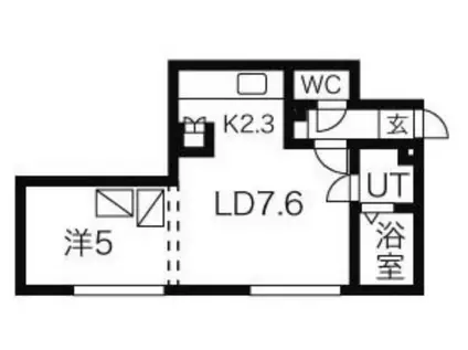 リベルタ福住(1LDK/4階)の間取り写真