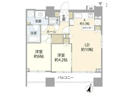 クラッシイスイート赤坂(2LDK/12階)の間取り写真