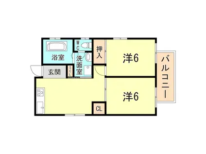 ティーズ潮見台(2DK/1階)の間取り写真