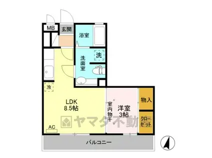 ルミエール(1LDK/2階)の間取り写真
