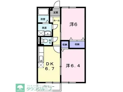 カスミハイツII(2DK/2階)の間取り写真