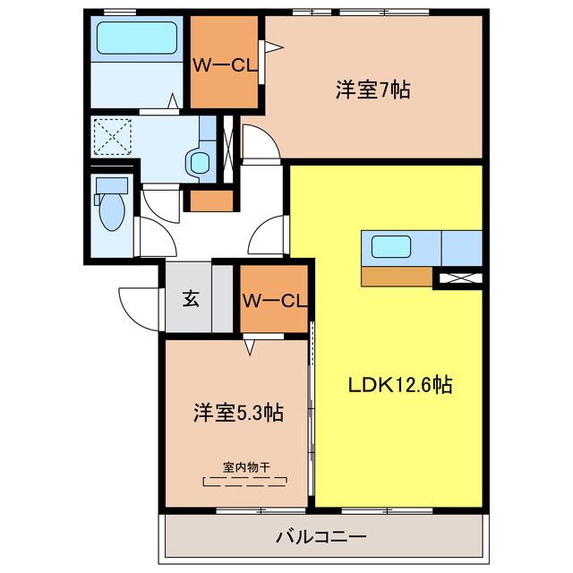 グランドソレイユ(2LDK/1階)の間取り写真