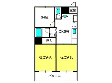 大和田ハイツ(2SDK/2階)の間取り写真