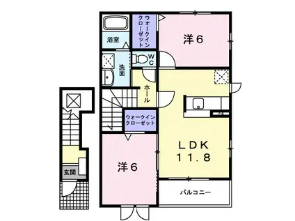 アルカ デ ヌエースD(2LDK/2階)の間取り写真