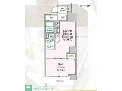 アイルグランデ浅草(1LDK/9階)の間取り写真