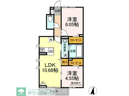 ソレイユ三原台 B(2LDK/1階)の間取り写真