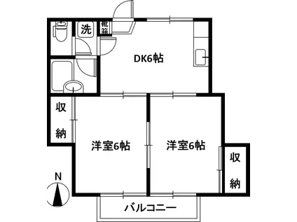 グリーンハイツ(2DK/2階)の間取り写真