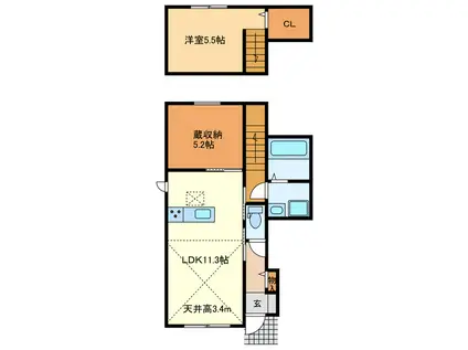 LUMIERE BOIS(1SLDK/1階)の間取り写真