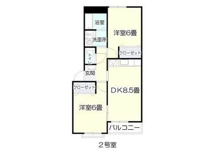 LUMIERE(2DK/1階)の間取り写真