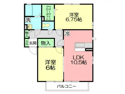 コンフォート 壱番館・弐番館 II(2LDK/2階)の間取り写真