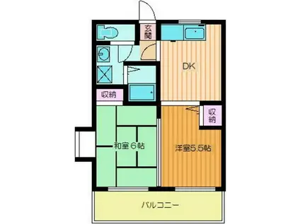 グルヌイユ筑波(2DK/1階)の間取り写真