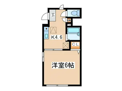 BELLヴィラージュ・ME(1K/1階)の間取り写真