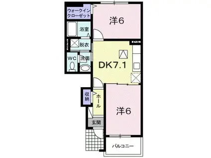 ラウレール(2DK/1階)の間取り写真