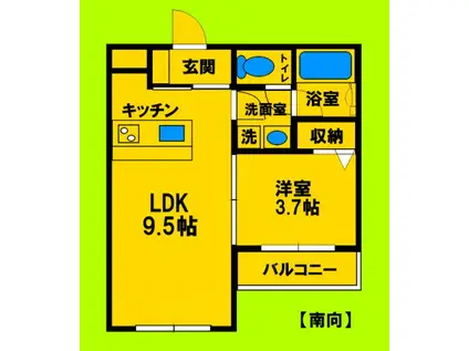 ブランコスタ トヨナカミナミ(1LDK/3階)の間取り写真