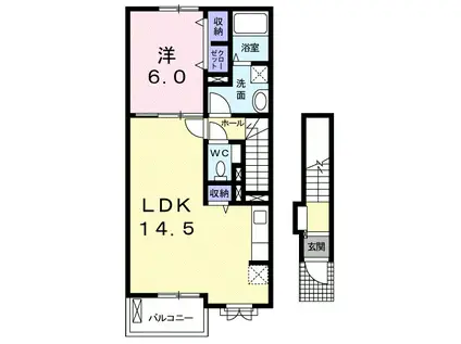 ミレグランデII(1LDK/2階)の間取り写真