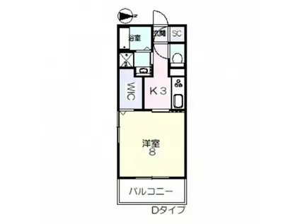 ヴァンベール京山(1K/1階)の間取り写真