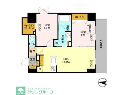 フェリス コート(2LDK/5階)の間取り写真