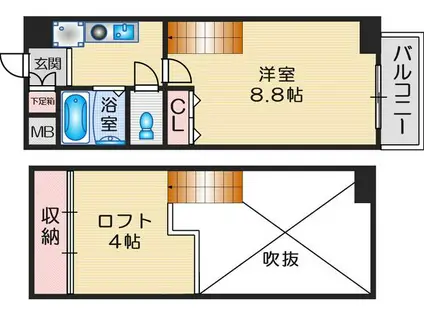 ピア江坂(1K/4階)の間取り写真