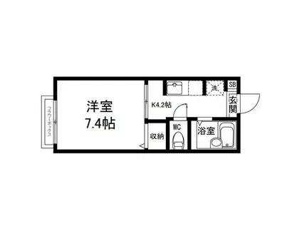 AMISU館(1K/2階)の間取り写真