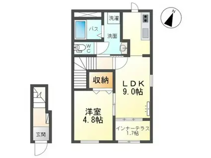 LIBERTE(1LDK/2階)の間取り写真