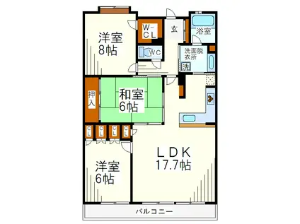 レクセル多摩センターマークレジデンス(3LDK/4階)の間取り写真