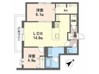シャーメゾン輝(2LDK/3階)の間取り写真