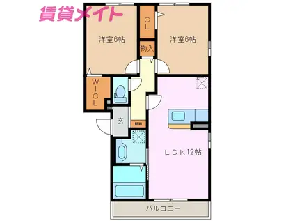 フルラージュB(2LDK/1階)の間取り写真