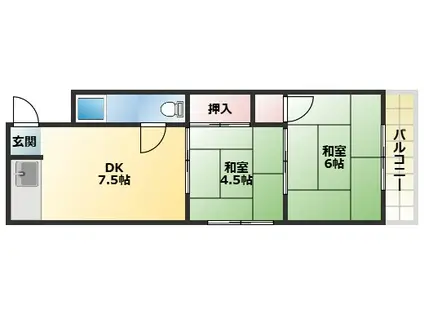 ロイヤルハイツ(2DK/2階)の間取り写真