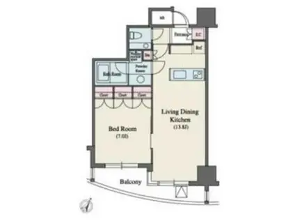 MFPR代々木タワー(1LDK/16階)の間取り写真