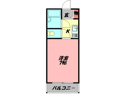 カーサ西郷(1K/4階)の間取り写真