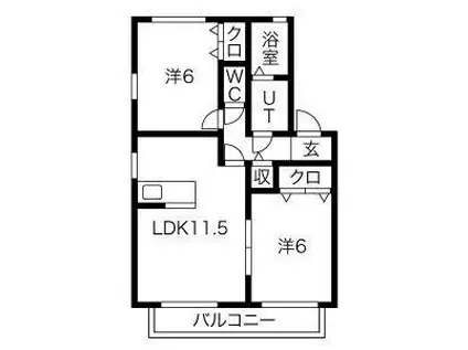 ブリックガーデン(2LDK/2階)の間取り写真