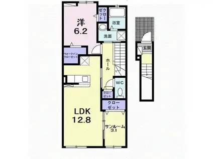 アメニティ3号館(1LDK/2階)の間取り写真