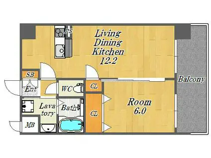 カーサ・ストラーダ(1LDK/6階)の間取り写真