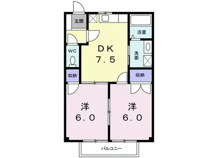 レジデンス名取(2DK/2階)の間取り写真