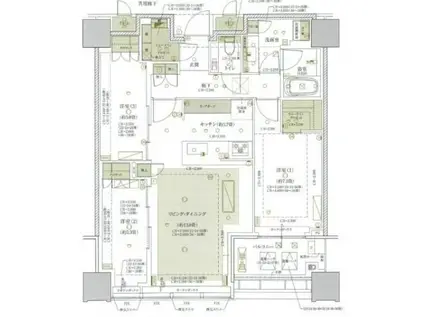 SHIROKANE THE SKY E棟 白金ザ・スカイ東棟(2LDK/22階)の間取り写真